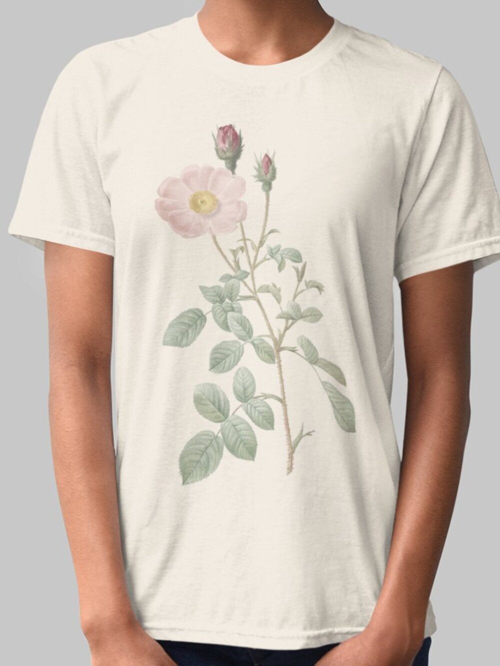 Rose Vintage Floral Print Short Sleeve Graphic Tee T-shirt S-XXL
